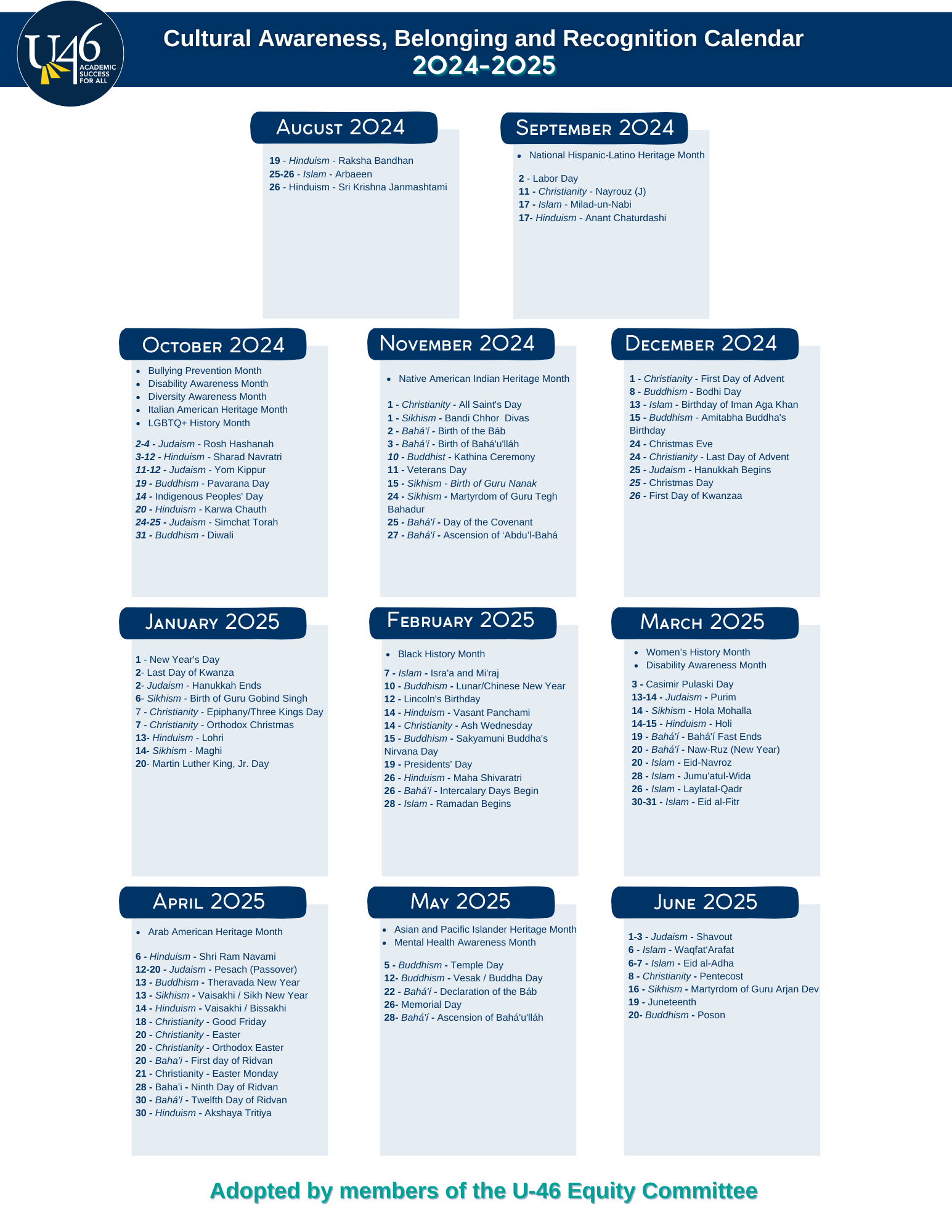 A calendar for cultural belonging A calendar for cultural belonging